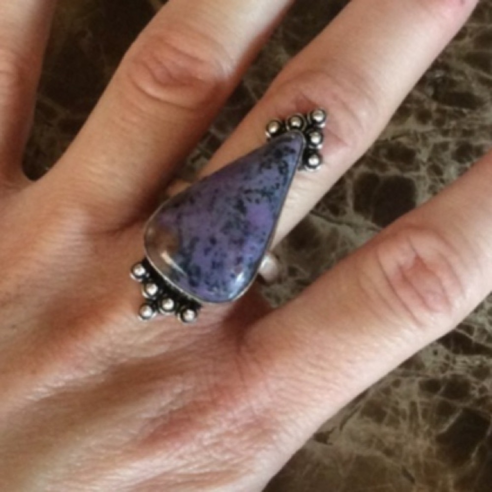 CHAROITE STERLING SILVER RING BOHO - Picture 3 of 6